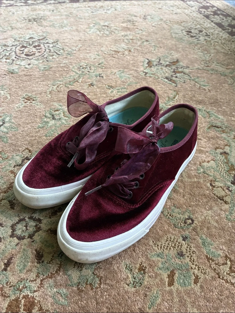 SeaVees for J.Crew Legend Sneakers Burgundy Velvet 7